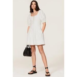 Proenza Schouler White Label Linen Cotton Mini Dress White Zip size 6